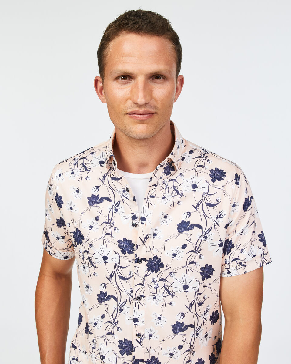 Breamlea Short Sleeve Shirt, Pink, hi-res